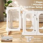 Acrylic Dog Playpen Indoor Expansion Panels, 26'' H Clear Transparent Add-On Panels with Integrated Suction Cups Base, No-Connector Panel-to-Panel Design, 2 Panels for Small Dogs, White