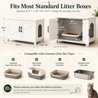 Homhedy 31.5" L Cat Litter Box Enclosure with Barn Door, White | Wooden Cat Washroom Furniture, Cat House, Pet Storage Cabinet, Dog-Proof, Fit Most of Litter Box, Farmhouse Style