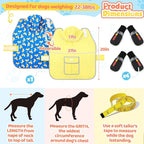 Dog Raincoat and Shoes for Weighing 20-38lbs, Spring Summer Waterproof Dogs Boots & Paw Protectors, Adjustable Pet Poncho with Leash Hole for Large Medium Small Dogs, Yellow(Double Side)