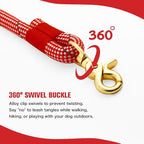 Nylon Rope Dog Leash, Red, 5 FT - 3/5" | Reflective, Handmade Braided, Heavy Duty, For Medium Large Dogs