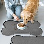 PWTAA Dog Food Mat Anti-Slip Silicone Dog Bowl Mat Thicker Pet Placemat Waterproof Cat Feeder Pad with Raised Edge Puppy Kitten Feeding Mats Suitable Small Medium-Sized Dogs Cats Eating Tray - 2PCS