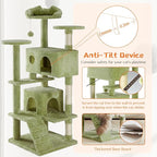 54 Inch Cat Tree Tower for Indoor Cats, Green | Multi-Level Cat Tower with Condo, Perches, Sisal Scratching Posts and Climbing Ladder, Pet Play Toy Balls