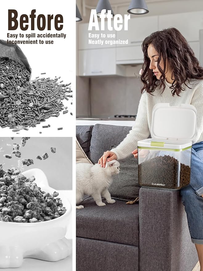 5.8lbs/98OZ/5.3qt Airtight Dog food storage container with lids,Dog Treat Container With Measuring cup,Dry Pet Food storage bin for Dogs,Cats,and Birds 5.5L
