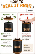 Miamolo Airtight Dog Treat Container, Dog Treat Jar with Lid for Countertop | Ceramic, Cast-iron Handle | Dog Food Storage, Training Pet Treats Canister Farmhouse Gift for Dog Lovers, Bone Glinting White