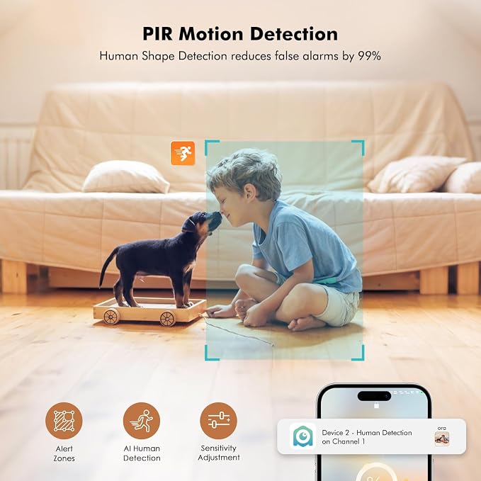 Battery Powered Indoor Camera Wireless for Home Monitoring | Rechargeable Pet Camera, 360° PTZ, 2.5K Color Night Vision, Dual-Band WiFi, 2-Way Audio, TF Storage, Dog Cam with phone app