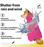 Non-Stiff Fabric Dog Raincoat, Easy Running, Hiking, Waterproof & Reflective Dog rain Jacket for High-Energy Dogs, Dog Poncho with Hood, Adjustable Neck, Belly Strap (Pink, XXXXX-Large)