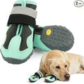 2 Pack Dog Shoes Waterproof, Non-Slip Dog Boots & paw Protectors，Dog Boot for hot Pavement,Winter Snow, Soft Comfortable Safe、Easy to Wear, Dog Boots for Medium Large Dogs（Green 5#