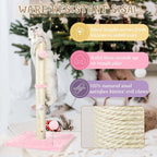 ANWA 32" Tall Cat Scratching Posts for Indoor Cats, 3-in-1 Cat Scratching Post with Plush Toys, Premium Sisal Post for Cats at All Ages with Reinforced Stable Base, Pink