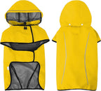 Mile High Life Dog Raincoat, Adjustable Waterproof Pet Rain Jacket, Reflective Hooded Poncho for Small Medium Large Dogs, Lightweight Breathable Pet Rain Coat (Yellow,S Chest 18"-22")