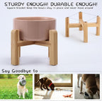 Petygooing Khaki Elevated/Raised Ceramic Dog Bowl for Small Breeds, Dog Food Water Dish with Stand,Pet Feeding Bowl with Anti Slip Rubber for Cats and Small Dogs Puppy 13.5 OZ (5.1In / 1.7 Cups)