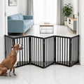 Dog Gate Indoor, Freestanding Dog Fence for The House, Doorways, Hallways,or Stairs,Pet Gate Foldable Wooden,Expandable 32" Height 6 Panels,Black