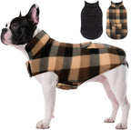 ASENKU Reversible Dog Winter Coat, Dog Jacket for Small Medium Large Dogs | Windproof Plaid Fleece Lining for Cold Weather, Water-resistant Outer Shell, Puppy Puffer Vest with Leash Hole, Coffee S