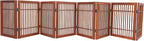 Urnporium Freestanding Wooden Dog Gate Foldable Indoor Pet Gate No Drill Expandable Barrier for Doorways Stairs Hallways Portable Wood Fence for Small Dogs & Puppies (Brown Pet Gate, 8 Panel 24" Tall)