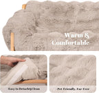 CHEERHOME PETS Elevated Cat Couch Bed for Indoor Cats, Wooden Cat Sofa with Removable Washable Fluffy Cover Raised Kitty Lounge Chair Suitable for Puppy(Cat Sofa,Khaki-Light Gray)