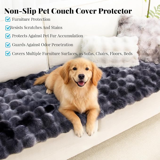 Dog Couch Covers for Sofa Washable, Pet Sofa Covers Slipcover Non-Slip Soft Thick Fuzzy Mat for Cats Dogs, Pet Friendly Couch Protector for Car, Cushion Furniture, Loveseat, Black, 27.6"x59.1"