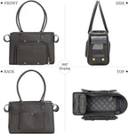 Minsong Fashion Pet Carrier Purse for Small Cat and Dog, Luxury Pu Soft-Sided Tote Bag with Large Pockets for Dogs and Puppies (Black, 13.6" L x 6" W x 10.0" H)