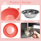 7 Pcs Raised Cat Food Bowl Stainless Steel Tilted Feeding for Little Cat Raised 15° Elevated Pet Dish for Kitten Puppy Anti-Slip Detachable Pet Stainless Steel Slope Base Food Bowl with 5 Food Scoop
