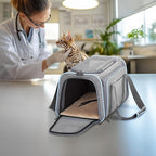 Petsfit Small Double Expandable Cat Carrier for Kittens and Air Travel | 16 x 10 x 9 in; sized for Alaska Airlines, with locking zippers, an interior safety tether and multi-side ventilation.