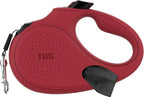 TUG Oval 360° Tangle-Free Retractable Dog Leash with Integrated Waste Bag Dispenser (Small, Red)