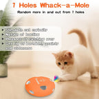 Cat Toys, Rechargeable Interactive Cat Toy, Orange | Smart Sensor Pop-Up Feather Toy with 7 Holes, USB Powered Automatic Kitten Toy for Indoor Cats