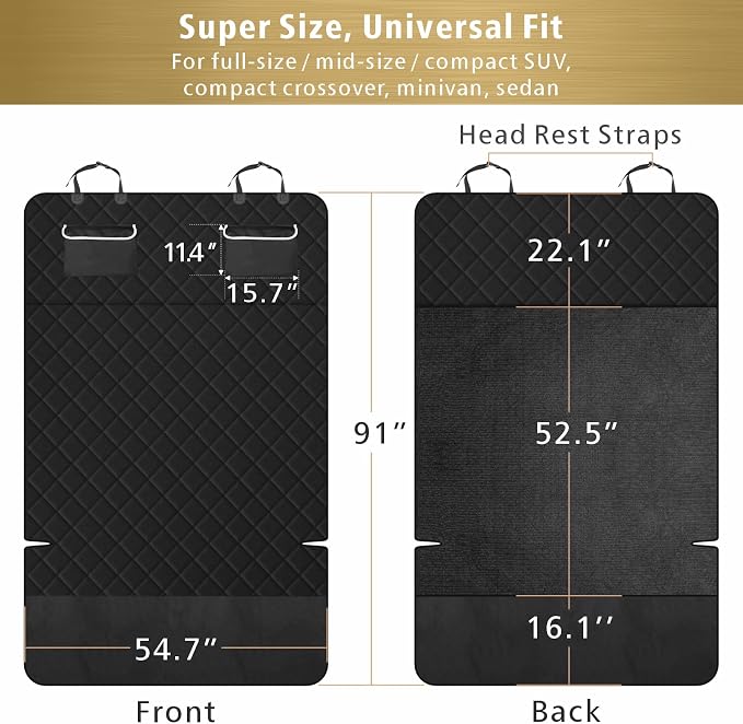 F-color SUV Cargo Liner for Dogs - Heavy Duty Cargo Cover for Mid-Size SUVs | Water Resistant, Bumper Flap, Non-Slip Mat, Car Trunk Dog Car Seat Cover Prevents Scratches Pet Hair Mud Dirt for Sedans Vans