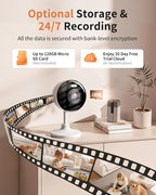 2K Security Cameras 4 Pack, Home Cameras Indoor/Outdoor for Baby/Pet | 5G & 2.4G WiFi Camera for Dog/Cat/Nanny Monitoring, 2-Way Audio, Color Night Vision, 24/7 Local Recording, Works with Alexa