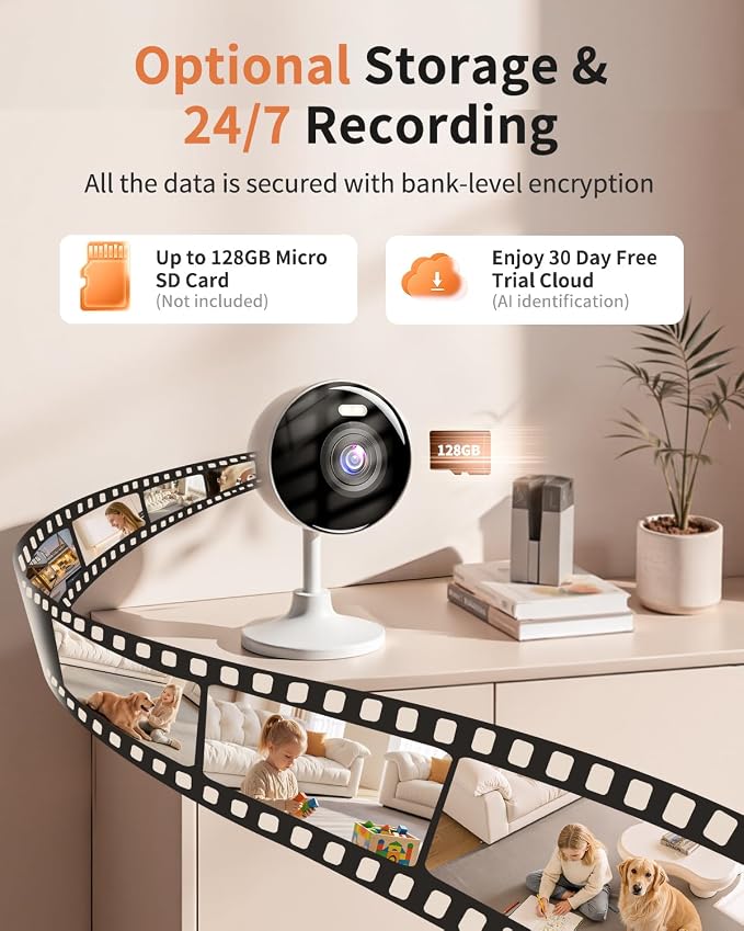 2K Security Cameras 4 Pack, Home Cameras Indoor/Outdoor for Baby/Pet | 5G & 2.4G WiFi Camera for Dog/Cat/Nanny Monitoring, 2-Way Audio, Color Night Vision, 24/7 Local Recording, Works with Alexa