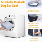 PETICON Waterproof Dog Car Seat for Small Medium Dogs, 5in Memory Foam | Pet Booster Seat for Dogs up to 35 lbs with Pockets, Detachable Washable Pet Carseat with Y-Shape Safety Belt