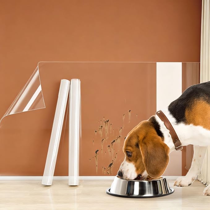 Clear Electrostatic Wall Protector, Static Protective Film, Adhesive-Free, No Residue Protection for Behind Trash Cans, Against Dog Scratches, Furniture, Doors, Splashes and Stains (15.78in*9.84ft)