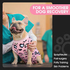FUAMEY Dog Recovery Suit, Soft Surgical Suit for Dogs Onesie for Surgery | Cone Alternative after Surgery, Abdominal Wound Protector, Anti Lick Suit, Dog Onesie for Surgery Female Male Pink Leopard M