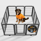 Dog Playpen Indoor 40 Inch 12 Panels Pet Pen with Door & Stakes Portable Exercise Puppy Playpens Metal Dogs Fence Outdoor for Yard RV Camping Training Trips Medium Large Dogs Foldable Expandable