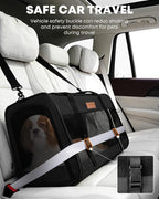 Foldable Cat Dog Carrier for Pets up to 15 Lb, Black | Top & Side Entry, Soft-Sided Pet Carrier with Ventilated Anti-Scratch Mesh & Car Seat Buckle for Car Travel, 20×13×13 in