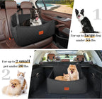 Wooaidagg Dog Car Seat for Medium & Large Dogs Up to 55lbs, Memory Foam Cushion, Washable Cover, Safety Straps & Non-Slip Bottom(Black,Large)
