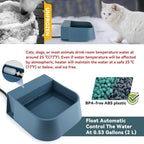 NAMSAN Automatic Water Dispenser for Dogs with Heater, Outdoor and Indoor, 2L Heated Water Bowl, Heated Watering Trough for Cats Chickens Rabbits Birds Bath Auto-Fill