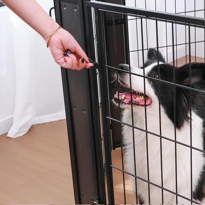 Furniture Style Dog Playpen 32" H, 10 Panels, Black | Indoor/Outdoor Use, Heavy-duty Metal, DIY Layouts, Easy Access, For Small & Medium Dogs, Easy setup