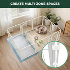 FXW Homeplus Indoor Dog Playpen with Divider Connectors, 24" H, 12 Panels | Calm Indoor Play Area, Two-Zone Layout, For Puppies & Small Dogs, Patented