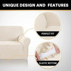 Stretch Loveseat Sofa Cover Slipcover Couch Cover for 2 Cushion Sofa Washable Sofa Cover for Pets Friendly Furniture Protector Covers with Non Slip Bottom(Loveseat, Biscotti Beige)