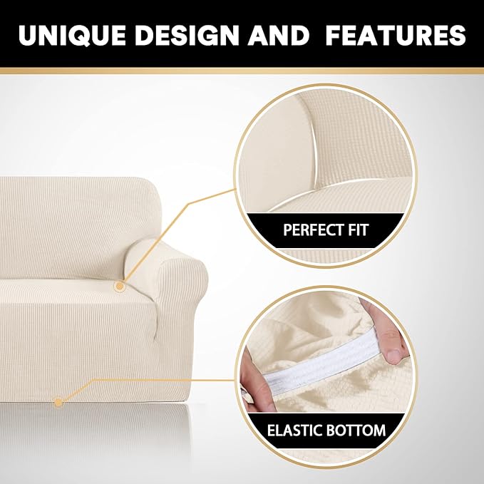 Couch Covers for 3 Cushion Couch Sofa Pet Friendly Extra Large Couch Cover for Oversized Sofa Washable Furniture Protector Fitted Sofa Slipcovers Stay in Place(XL Sofa, Biscotti Beige)