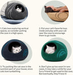 MEOWFIA Cat Cave – Premium Felt Cat Bed Enclosure for Indoor Cats, Handmade Merino Wool (Beige, Large)