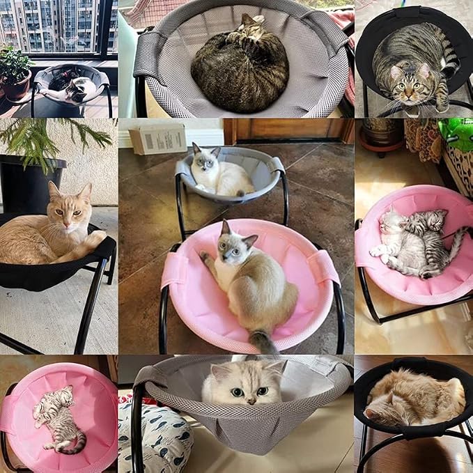 JUNSPOW Cat Bed Dog Bed Pet Hammock Bed Cat Sleeping Cat Supplies Pet Supplies Whole Wash Stable, Detachable & Breathable Easy Assembly Indoors Outdoors, 16.9 in x 16.9 in x 9.5 in