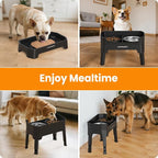 URPOWER 3-in-1 Elevated Dog Bowls with Slow Feeder & Licking Plate | 4 Height Adjustable Raised Stand with 2 Stainless Steel Food Bowls & Licking Plate for Small, Medium & Large Dogs