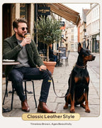 Taglory Leather Dog Leash for Large Medium Dogs, Hand-Braided, 4FT Brown | Strong for Training & Everyday Walks, Soft Grip Full Control, Hands-Free Poop Bag Holder, Rotating Brass Clasp, 3/4 INCH