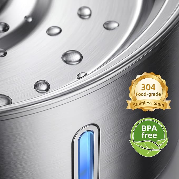 Jzlapro Wireless Cat Water Fountain,108oz Stainless Steel,Battery Operated | 3 Pack Filters | Cordless & Rechargeable | Motion Sensor | BPA-Free | DishwasherSafe | 20dB Ultra-Quiet | 3.2L capacity