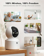 Battery Powered Indoor Camera Wireless for Home Monitoring | Rechargeable Pet Camera, 360° PTZ, 2.5K Color Night Vision, Dual-Band WiFi, 2-Way Audio, TF Storage, Dog Cam with phone app
