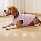 KYEESE 2Pack Dog Shirt, Soft Striped Dogs T Shirts, Lightweight Pet Tank Top, Sleeveless Dog Shirt for Small Dogs, Stretchy Comfortable Pet Vest, Purple+Blue Striped, XL