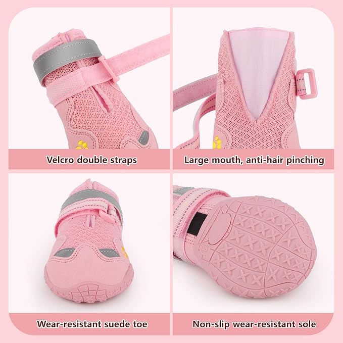 Dog Shoes for Large Medium Small Dog, Mesh Breathable Dog Shoes for Hot Pavement, Anti-Slip Dogs Boots Paw Protectors with Reflective for Outdoor Indoor Hardfloors