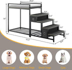 kepptory Pet Bunk Bed with Stairs and Storage, Dog Beds Attachment to Human Bed, Bedside Dogs Cot for Small, Medium Cats & Dogs, Pet Window Perch (Grey)