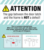 Regalo Safety 30"-41.5" Extra Wide Baby Gate, Bottom of Stairs & Doorways | Pressure Mounted with Door, For Babies, Toddlers & Pets, Black with Wood Accent, Tested & Trusted for 30 Years