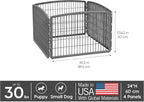 IRIS USA 4-Panel Dog Playpen, Pet Enclosure, Dark Gray | Puppy Training, Flexible Boundary, Configurable Layout, Multi-Shape Setup, Tool-Free Assembly, Stable Non-Tip Base