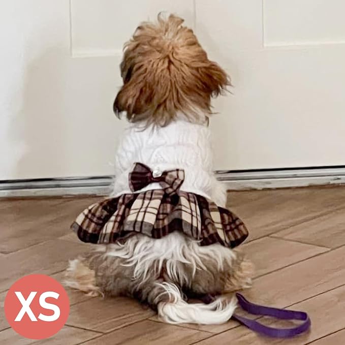 KYEESE Dog Sweater Dress Turtleneck Thick Knit Pullover for Cold Weather | Stretchy Fit, Lightweight & Warm, Cozy Knit Comfort, Cute Bow Accent, Gentle on Sensitive Skin, Comfortable Daily Wear